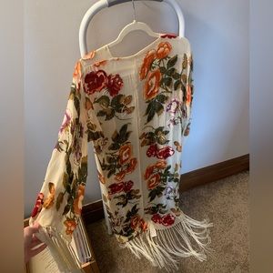 NWT Hand beaded 100% silk robe one size bohemian western